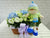 pure seed nb052 + Hydrangeas, 15 Eustomas + soft toy + new born arrangement