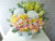 pure seed bk600 10 yellow matthiolas + 2 white hydrangeas + 30 champagne & yellow roses + light pink eustomas floral arrangement