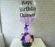 pure seed bk561 pink hydrangeas + purple eustomas flower box with a balloon with customized wordings