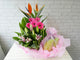 pure seed fr118 +ird Of Paradise, 5 Gerberas, 3 Lilies with mixture of local tropical fruits basket