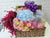 pure seed fr097 + Hydrangeas, Orchids, Matthiola and Eustomas with tropical fruits basket