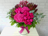 Shocking Pink Rose & Hydrangea Flower Box - BK663