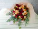 pure seed bq510 red & champagne roses + red berries + eucalyptus leaves flower bouquet