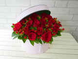 Red Rose & Berry Flower Box - BK681