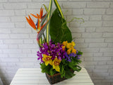 Bird Of Paradise & Rose Flower Basket - BK719