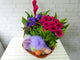 pure seed fr043 + Ginger flowers, 10 Gerberas with Eustomas and Fresh Fruits basket