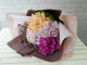 pure seed bq475 champagne roses + pastel purple hydrangeas + purple matthiolas flower bouquet