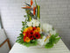 pure seed fr021 + Roses, Gerberas, Bird of Paradise and Fresh Fruits basket