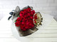 pure seed bq523 red roses hand bouquet with pearl crown in black & white wrappers