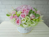 Pink Rose & Eustoma Flower Box - BK733