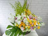 Cheerful Rose & Cymbidium Flower Basket - BK736