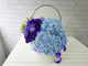 pure seed bk723 pastel blue hydrangeas & purple eustomas flower box