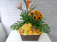 pure seed fr132 + Sunflowers, 3 Bird Of Paradise  and Fresh Fruits basket