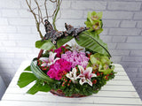 Spring Rose & Cymbidium Flower Basket - BK327