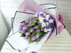 pure seed bq553 20 light purple tulips with purple & white eustomas flower bouquet