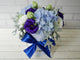 pure seed bk744 pastel blue hydrangeas & white & purple eustomas flower box