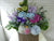 pure seed fr130 + Matthiolas, Hydrangeas, Roses, Eustomas, Anthuriums and Fresh Fruits basket
