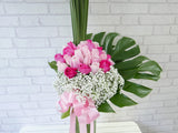 Romance Rose & Baby Breath Tall Vase - VS051