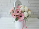 pure seed bk785 10 light pink gerberas + 6 ping pong chrysanthemums flower box