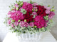 pure seed bk786 hydrangeas + eustomas + roses + euphorbia leaves flower basket