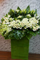 pureseed sy090 + hydrangeas, brassica, lilies, anthurium, gerberas, orchids, matthiolas + sympathy stand