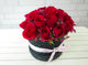 pure seed bk571 red roses round flower basket arrangement