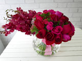 Crimson Rose & Orchid Glass Vase - VS013