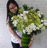 Hydrangeas & Cymbidium Mix Tall Vase - VS031